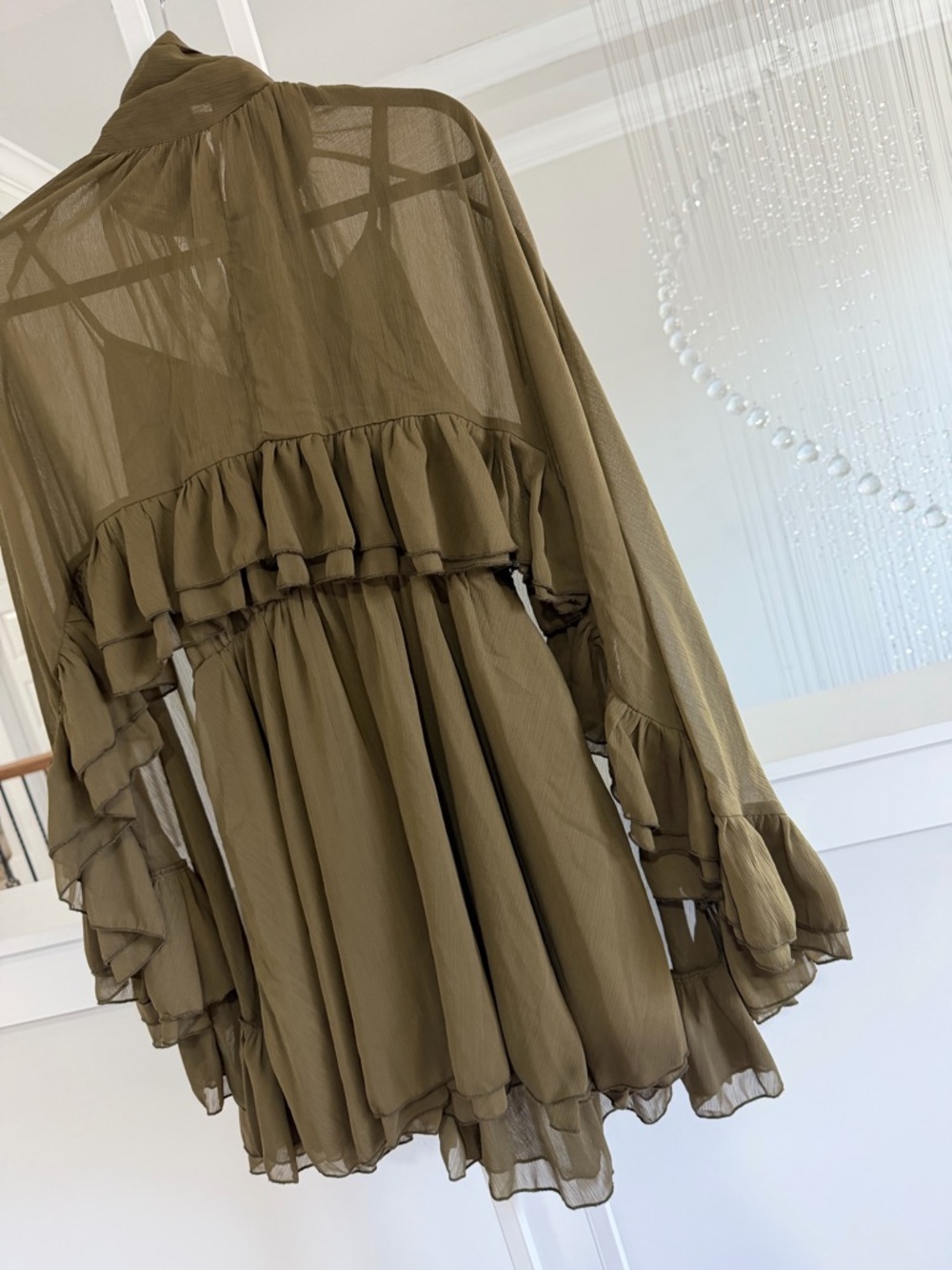 Commense Ruffled Flowy Cape Dress - Picture 4 of 8